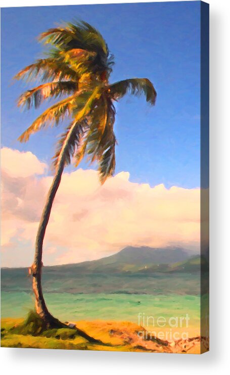 Tropical Island Acrylic Print featuring the photograph Tropical Island 2 - Painterly by Wingsdomain Art and Photography