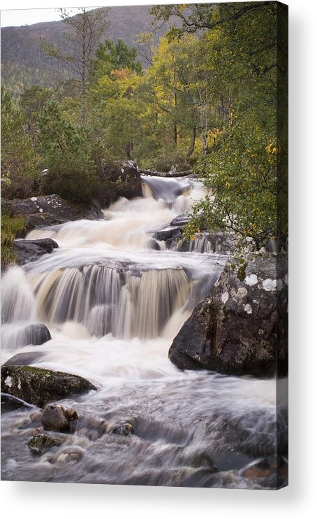 Aesthetic Acrylic Print featuring the photograph Waterfall in the Highlands by Howard Kennedy