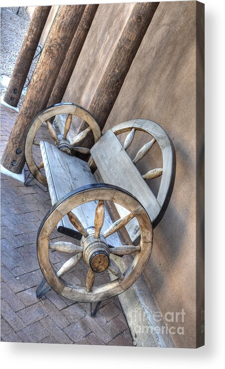 Bench Acrylic Print featuring the photograph Wheel Bench by Donna Greene