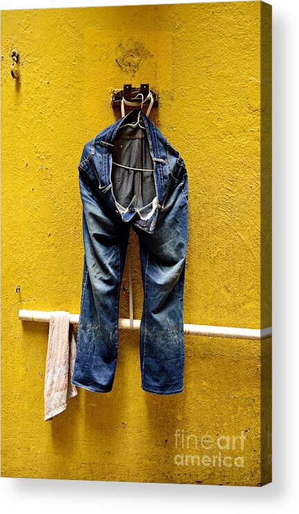Jeans Acrylic Print featuring the photograph Yellow and Blues by Dean Harte