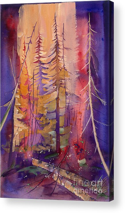 Landscape Paintings Acrylic Print featuring the painting Yellowstone Fire by Pati Pelz