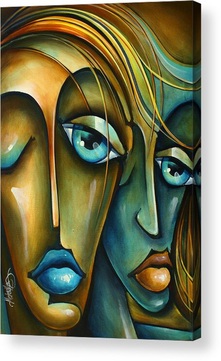 Urban Expression Acrylic Print featuring the painting ' Sharing ' by Michael Lang