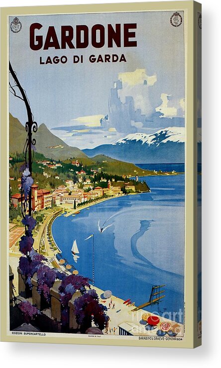  Acrylic Print featuring the digital art Gardone Lake Garda Italian travel by Heidi De Leeuw