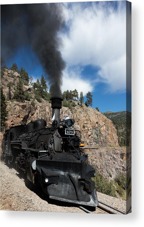 Carol M. Highsmith Acrylic Print featuring the photograph A Durango and Silverton Narrow Gauge Scenic Railroad train chugs through the San Juan Mountains #2 by Carol M Highsmith