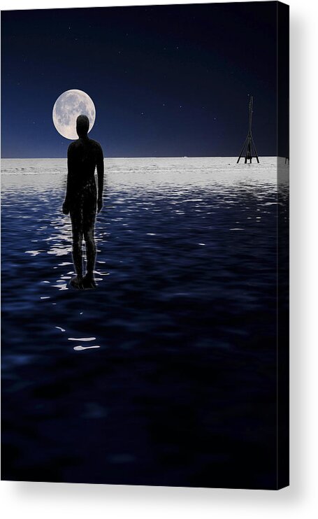 Antony Gormley Acrylic Print featuring the photograph Antony Gormley Statues Crosby #1 by David French