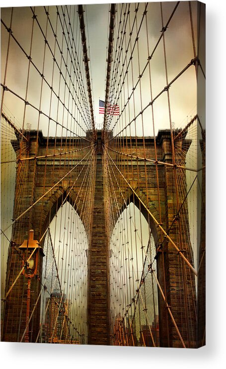 Bridge Acrylic Print featuring the photograph Brooklyn Bridge Twilight by Jessica Jenney