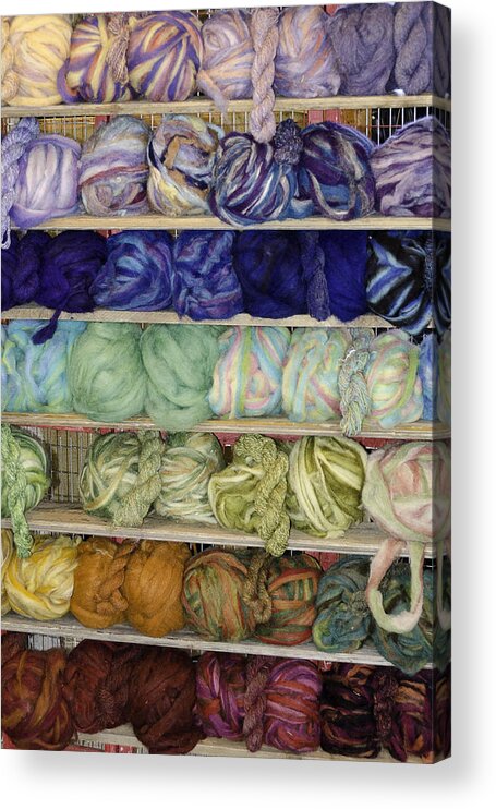 Dyed Acrylic Print featuring the photograph Dyed Balls of wool #1 by LeeAnn McLaneGoetz McLaneGoetzStudioLLCcom