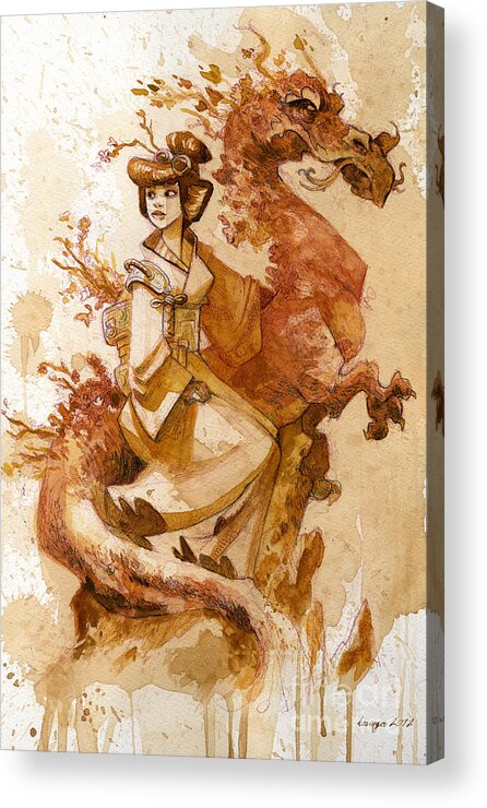 Steampunk Acrylic Print featuring the painting Honor and Grace by Brian Kesinger