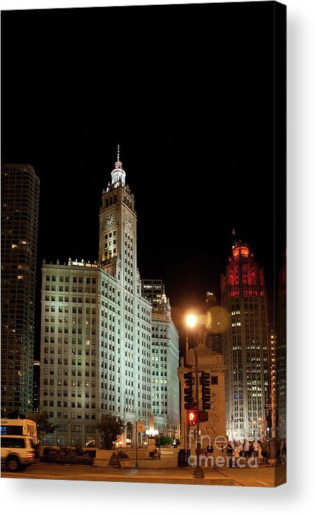 Chicago Acrylic Print featuring the photograph Looking North on Michigan Avenue at Wrigley Building by David Levin