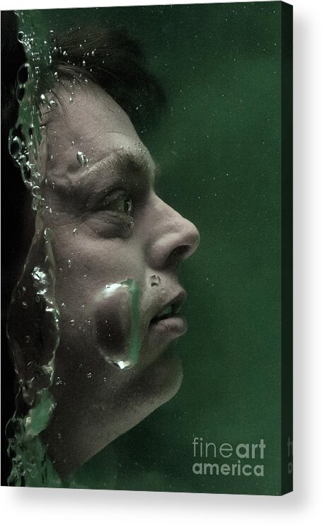 Man Acrylic Print featuring the photograph Man underwater two by Clayton Bastiani