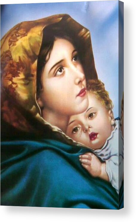 Christmas Acrylic Print featuring the painting Mary and Baby Jesus by Artist Unknown