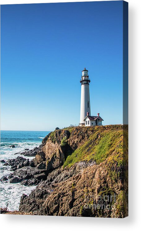 Coastline Acrylic Print featuring the photograph Pigeon Point Lighthouse on highway No. 1, California by Amanda Mohler