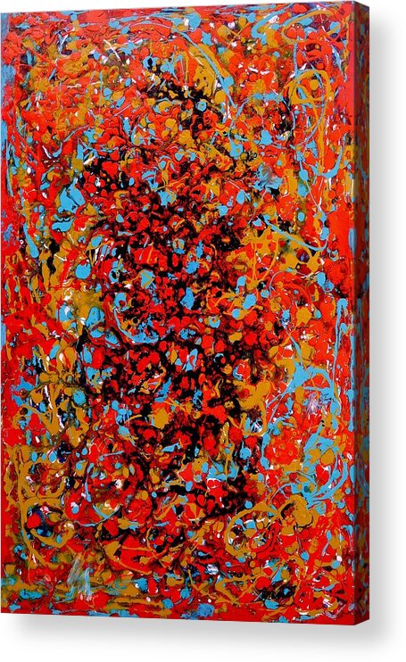 Red Acrylic Print featuring the painting RainDance 1 by Irene Hurdle