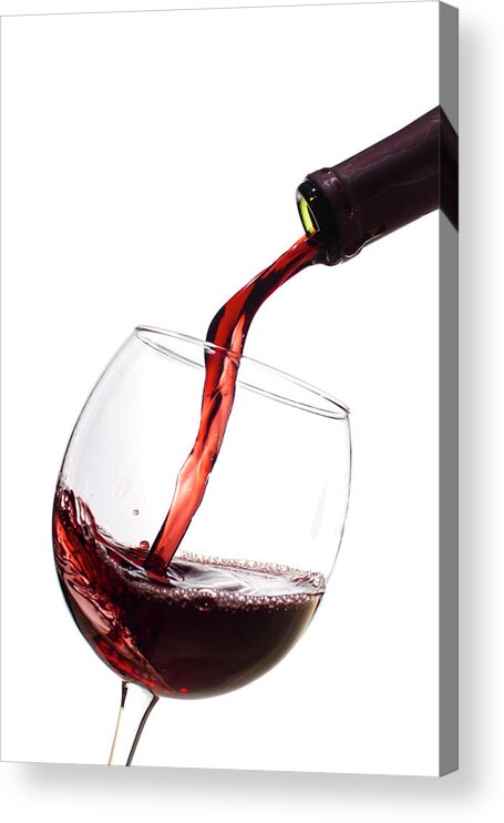 Red Wine Acrylic Print featuring the photograph Red Wine Poured into Wineglass #1 by Dustin K Ryan