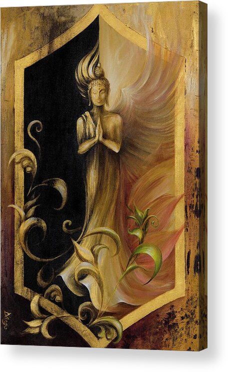 Kwan Yin Acrylic Print featuring the painting Revelation and Enlightenment #1 by Dina Dargo