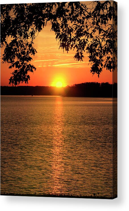 Smith Mountain Lake Acrylic Print featuring the photograph Smith Mountain Lake Silhouette Sunset #1 by The James Roney Collection