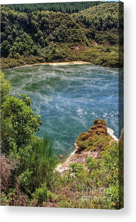 Activity Acrylic Print featuring the photograph Steam at a lake in Waimangu by Patricia Hofmeester