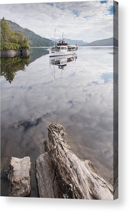 Loch Katrine Acrylic Print featuring the photograph Steamship Sir Walter Scott on Loch Katrine #1 by Gary Eason