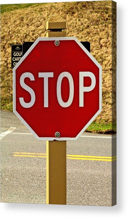 Stop Acrylic Print featuring the photograph Stop sign #1 by Karl Rose