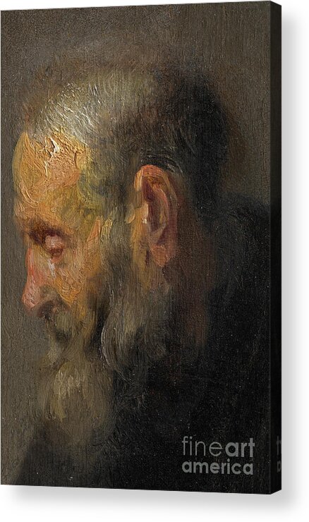 Rembrandt Acrylic Print featuring the painting Study of an Old Man in Profile by Rembrandt
