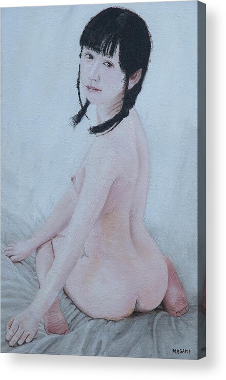 Nude Acrylic Print featuring the painting Tenderness #1 by Masami Iida