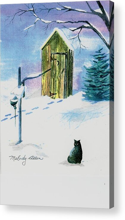 Outhouse Acrylic Print featuring the painting The Necessary #1 by Melody Allen