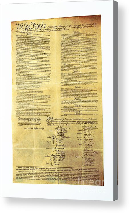 Constitution Acrylic Print featuring the photograph U.s Constitution by Photo Researchers, Inc.