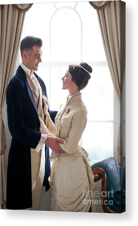 Victorian Acrylic Print featuring the photograph Victorian Couple By The Window #1 by Lee Avison