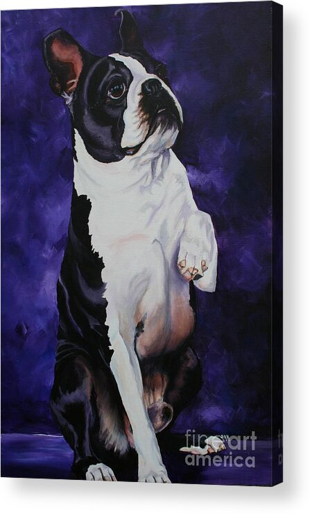 Boston Terrier Acrylic Print featuring the painting Wave #1 by Susan Herber
