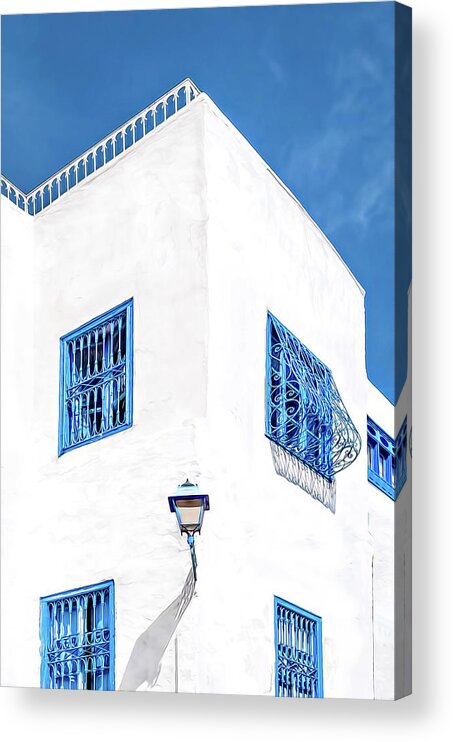 Africa Acrylic Print featuring the photograph White and Blue #1 by Maria Coulson