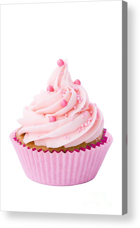 Cupcake Acrylic Print featuring the photograph Pink cupcake #11 by Ruth Black