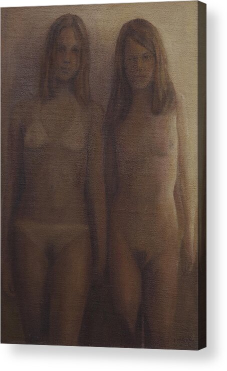Nude Acrylic Print featuring the painting Sisters #13 by Masami Iida