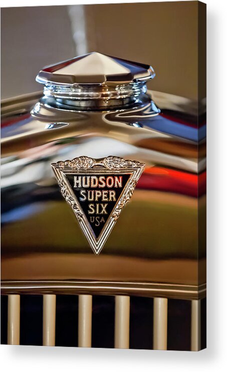 1929 Hudson Cabriolet Acrylic Print featuring the photograph 1929 Hudson Cabriolet Hood Ornament by Jill Reger