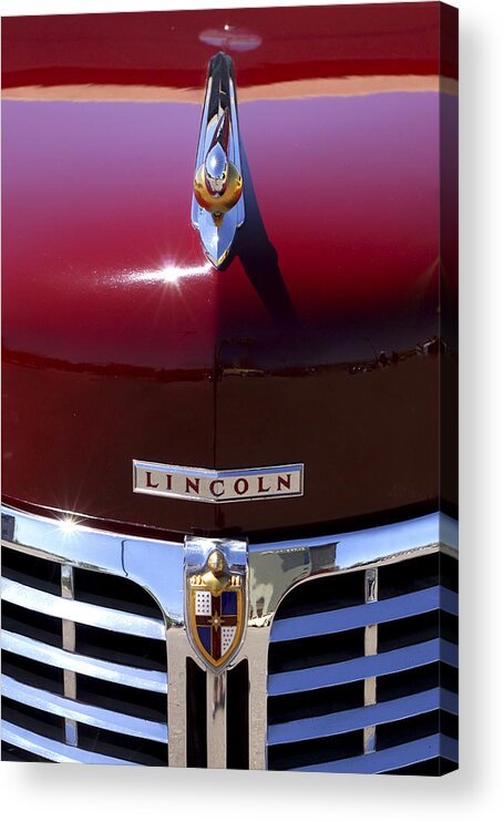 1948 Lincoln Continental Acrylic Print featuring the photograph 1948 Lincoln Continental Hood Ornament 3 by Jill Reger
