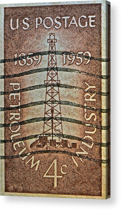 1959 Acrylic Print featuring the photograph 1959 First Oil Well Stamp by Bill Owen