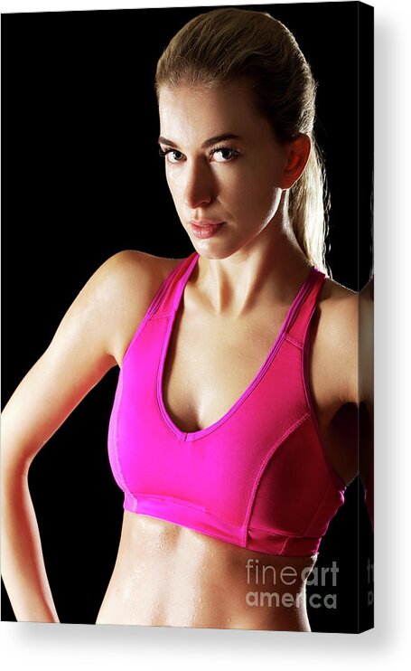 Athletic young woman on the gym Acrylic Print by Piotr Marcinski - Pixels