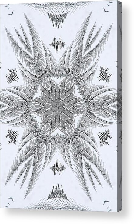 Mccombie Acrylic Print featuring the digital art Fern Frost Mandala #4 by J McCombie