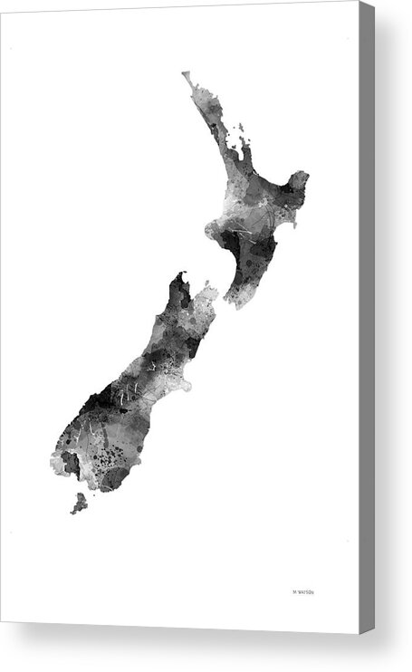 New Zealand Art Acrylic Print featuring the digital art New Zealand Map #2 by Marlene Watson