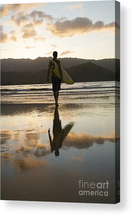 Active Acrylic Print featuring the photograph Sunset Surfer #2 by Kicka Witte - Printscapes