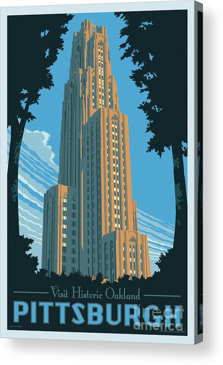 Pittsburgh Acrylic Print featuring the digital art Pittsburgh Poster - Vintage Style by Jim Zahniser