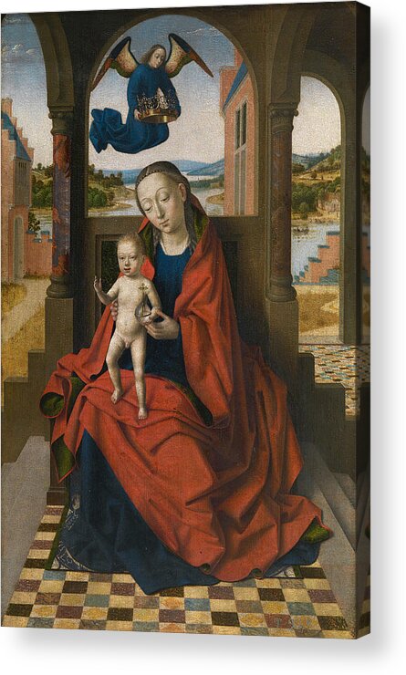 Angel Acrylic Print featuring the painting Virgin and Child #2 by Petrus Christus