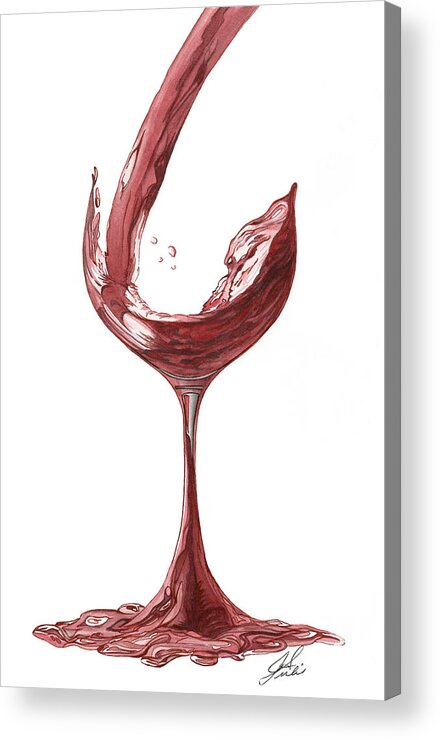 Red Wine Acrylic Print featuring the painting Red Wine Pouring by Julie Senf