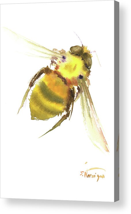 Bee Acrylic Print featuring the painting Bee #3 by Suren Nersisyan