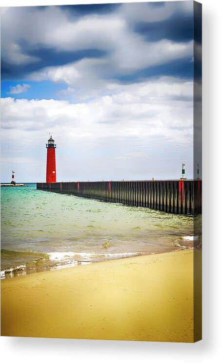 Beacon Acrylic Print featuring the photograph Kenosha Harbor lighthouse Wisconsin WI #3 by Chris Smith
