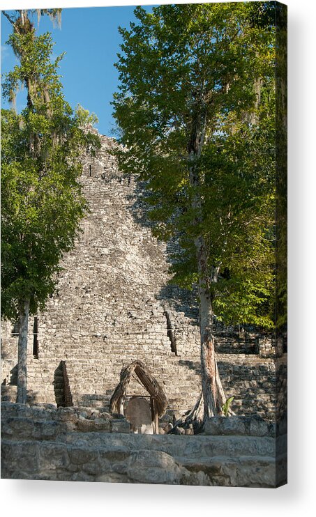 Mexico Quintana Roo Acrylic Print featuring the digital art The Church at Grupo Coba At the Coba Ruins #3 by Carol Ailles