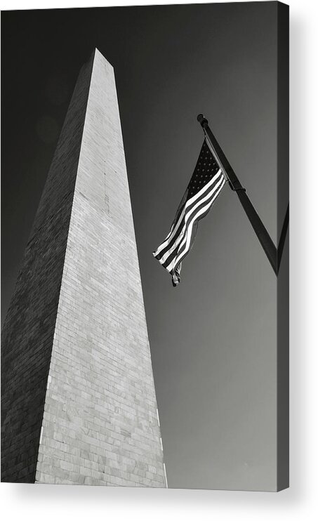 History Acrylic Print featuring the photograph Washington Monument and American Flag #3 by Brandon Bourdages