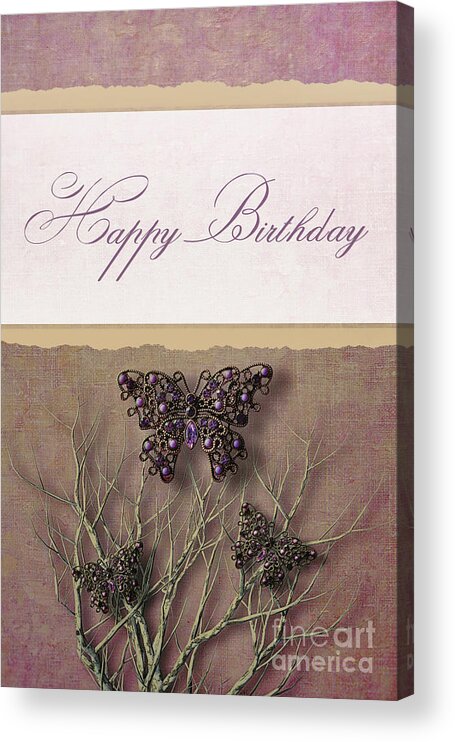  Floral Acrylic Print featuring the photograph Butterfly pendants on branches #5 by Sandra Cunningham