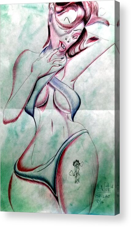 Black Art Acrylic Print featuring the drawing Untitled #89 by Donald C-Note Hooker