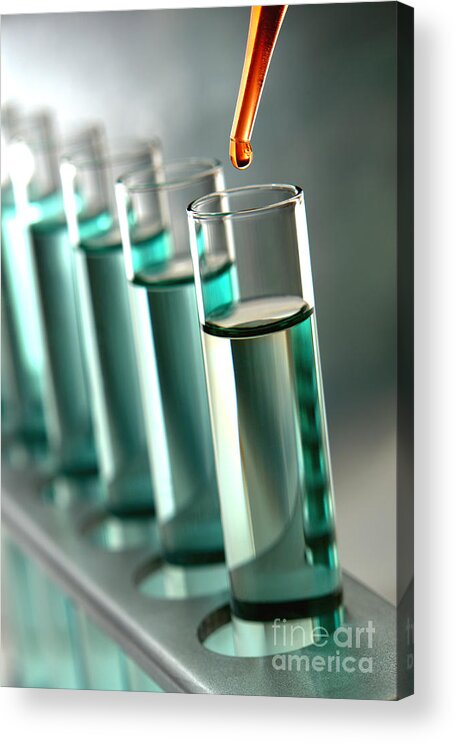 Blood Acrylic Print featuring the photograph Laboratory Experiment in Science Research Lab #64 by Olivier Le Queinec