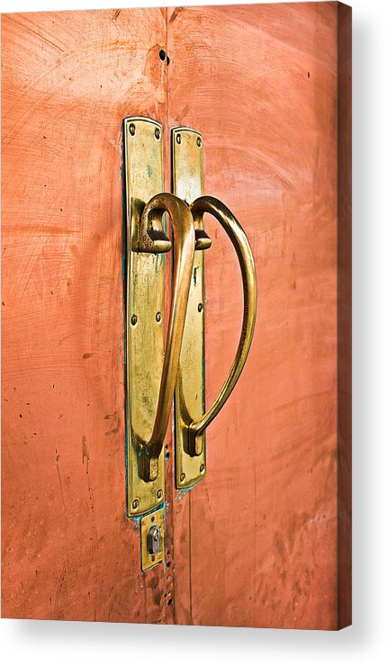 Antique Acrylic Print featuring the photograph Door handle #7 by Tom Gowanlock